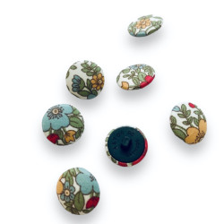 Fabric button floral - red...