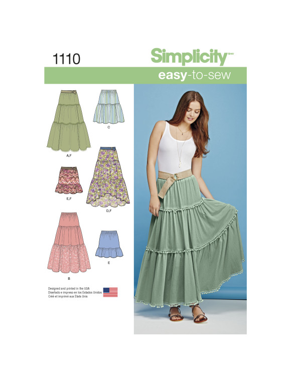 Simplicity 1110 Schnittmuster - Damen Rock Mit Stufen