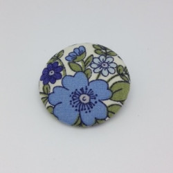 Fabric button floral - blue...