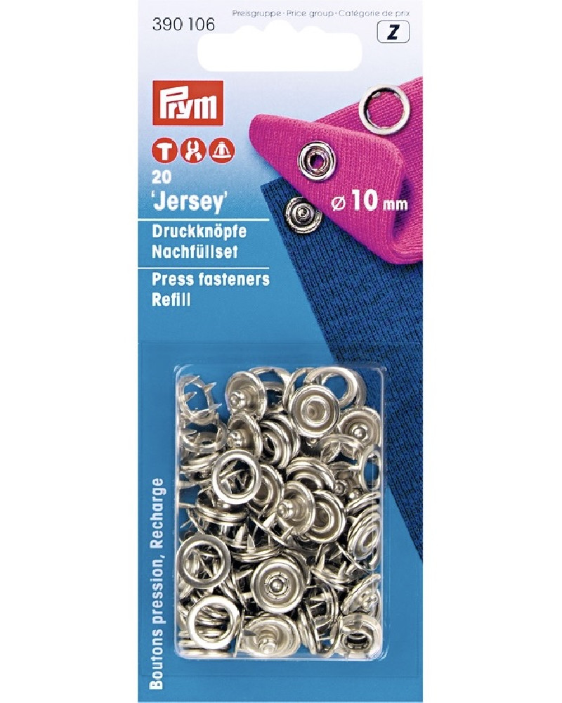 Trykknapper jersey 10 mm -...