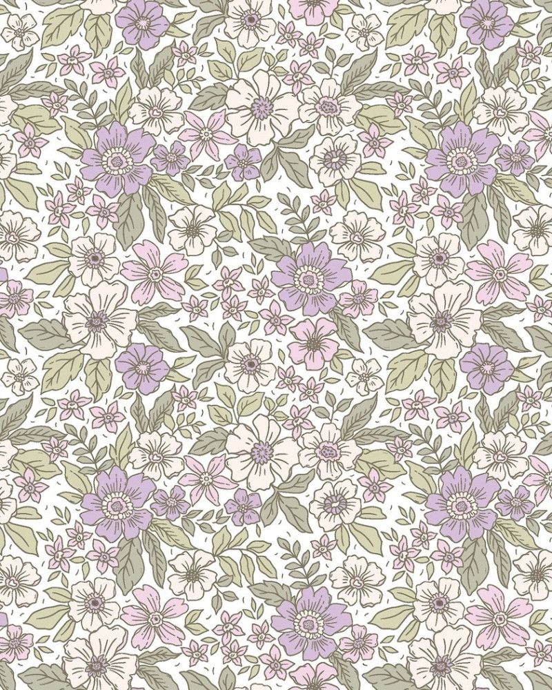 Cotton poplin floral - violet
