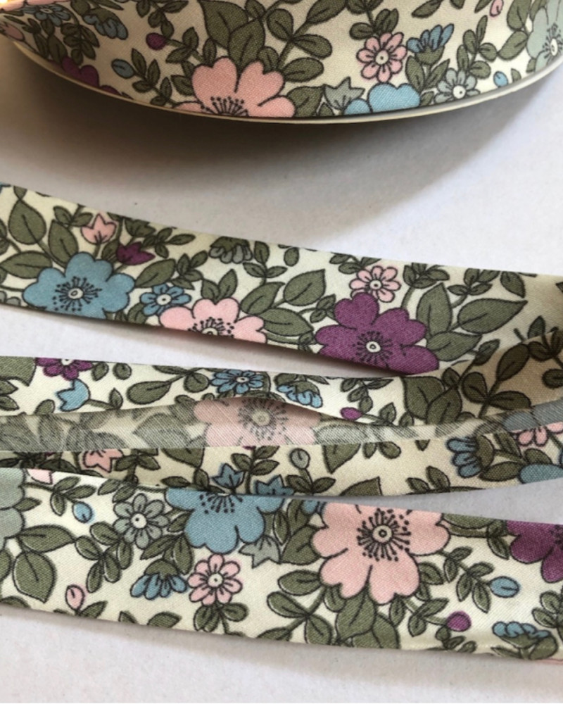 Bias binding floral - violet