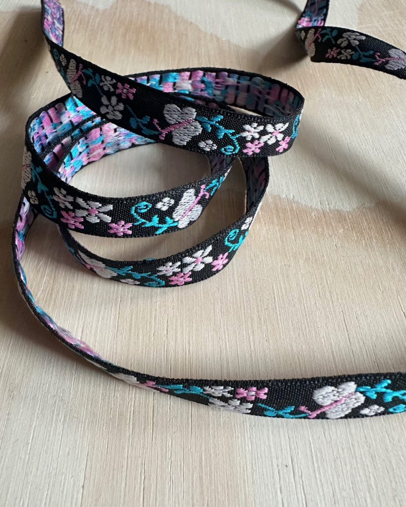 Embroidered webbing  1 cm -...