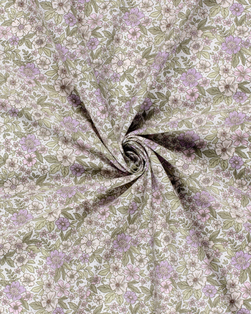 Bomuldspoplin floral - violet