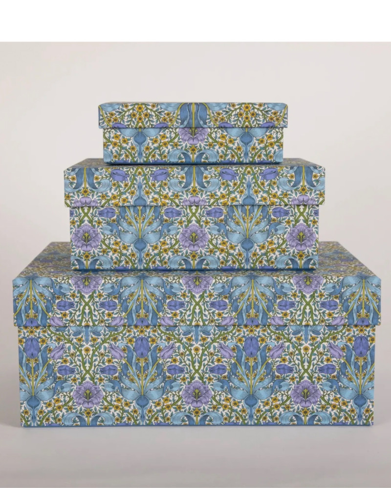 3 boxes with fabric William...