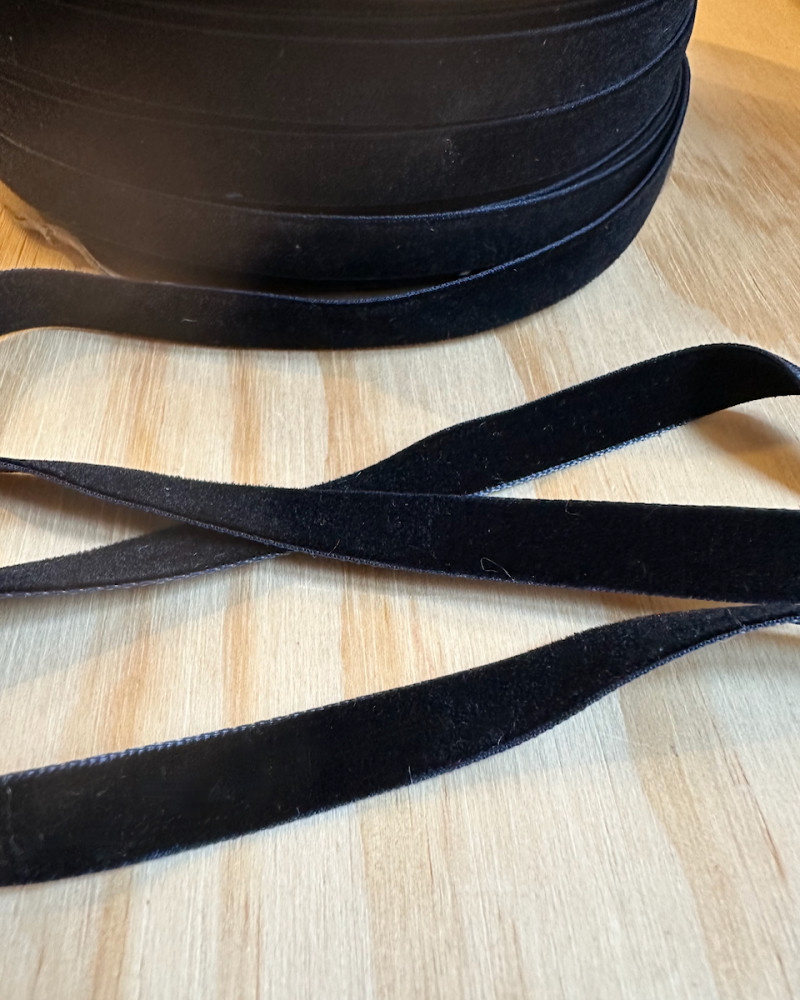 Velourbånd 1 cm bred - navy...
