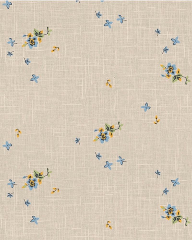 Hør bomuld med blomster Art...